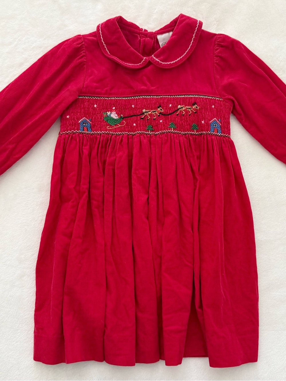Rare Editions Corduroy Red Smocked Christmas Santa Dress - size 2T